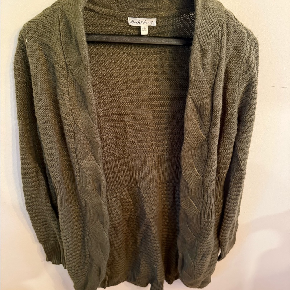 NWOT Derek Heart Green Cardigan Sweater with Shawl Collar